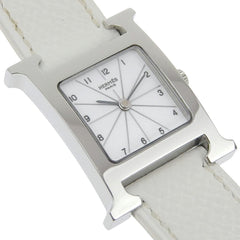 Hermes HERMES H Watch Wristwatch HH1.210 Stainless Steel x Leather 2005 Quartz Analog Display White Dial Ladies — Very Good