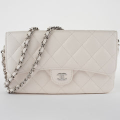 Chanel Matelasse Flap Phone Case Shoulder Bag White Women's Caviar Skin CHANEL — Like New