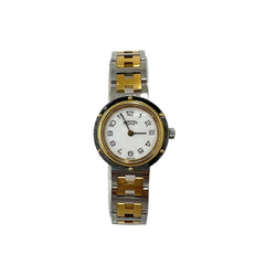 HERMES Clipper Stainless Steel GP Quartz Wristwatch, Silver/Gold, 25008 — Good