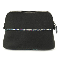 HERMES Serie Logo Makeup Pouch Felt Silk Women's Black — Like New