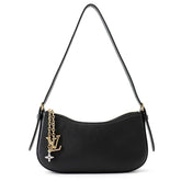 Louis Vuitton shoulder bag, calfskin leather, pochette LV Bloom M29456, black, leather handbag, women's, LOUIS VUITTON — Like New