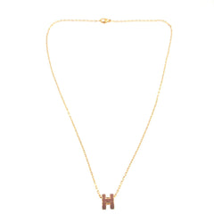 Like new Hermes Pop Ash Mini Metal New Gold Necklace 0508 — Like New