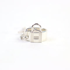 HERMES Alpha Kelly AG925 Clochette Cadena Double Ring - Silver Accessory, Size 49 (Japanese Equivalent), Made in France, Weight 11.37g, Women's — Like New