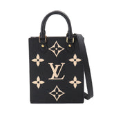 Louis Vuitton Petite Sac Plat, bicolor, Monogram Empreinte, 2-way handbag/shoulder bag, leather, black/beige, M81416, RFID — Like New