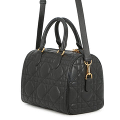 Christian Dior Macro Cannage Groove 25 Medium Calf Leather Handbag M1365UBOL 2-way Black for Women — Like New