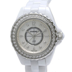CHANEL J12 Diamond Bezel 8P H2572 Women's Watch White Ceramic x Stainless Steel 40445 — Good