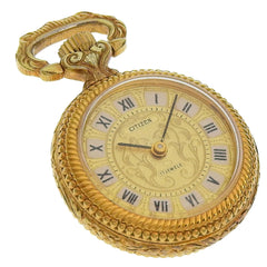 Citizen pocket watch, gold plated, hand-wound, analog display, dial, unisex — Good