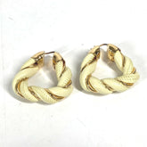 BOTTEGA VENETA Twisted Triangle Hoop Earrings, Accessories, Leather, AG925, Women's, Light Yellow — Like New