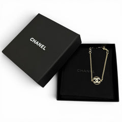 CHANEL A25B ABG297 Rhinestone Coco Mark Bracelet, Gold, Made in France, Women's, with Box and Dust Bag — Like New