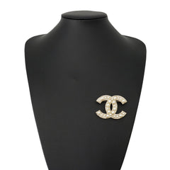 Chanel Brooch, Coco Mark Rhinestone, Faux Pearl, Metal, F24V A64762 CHANEL Brooch BROACH — Like New