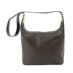 Celine Macadam Handbag, Leather, Black/Brown, Gold Hardware, Shoulder Bag — Like New
