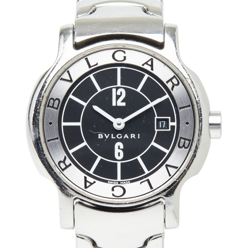 Bulgari Solotempo ST29S Quartz Watch, Black Dial, Stainless Steel, Women's, BVLGARI — Good