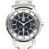 Bulgari Solotempo ST29S Quartz Watch, Black Dial, Stainless Steel, Women's, BVLGARI — Good