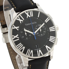 Tiffany & Co. Atlas Dome Chronograph Watch, Stainless Steel/Leather, Men's — Very Good
