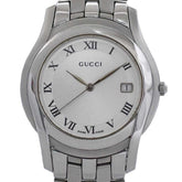 Gucci 5500M Watch f-24297 Silver White YA055305 Men's Stainless Steel Quartz 0163*** GUCCI Battery-Operated Dial Analog Date — Good