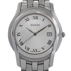 Gucci 5500M Watch f-24297 Silver White YA055305 Men's Stainless Steel Quartz 0163*** GUCCI Battery-Operated Dial Analog Date — Good