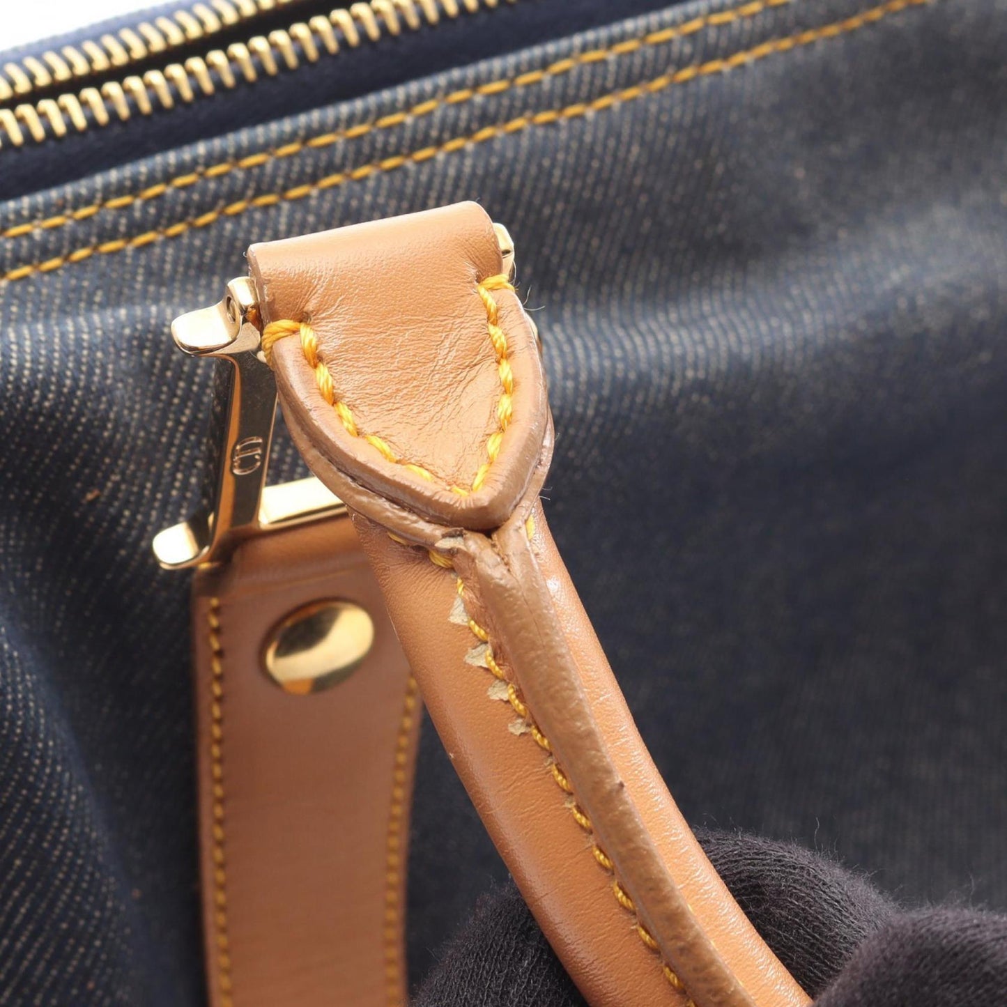 Christian Dior Dior tote bag, denim and leather, women's, navy brown