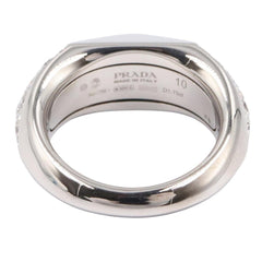 Prada Signet Ring, Diamond 18K White Gold (18KWG), Women's, Silver Tone, Clear 1JA178 — Like New