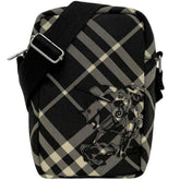 Burberry Shoulder Bag ec-24877 Black Classic Check 8097636 Unused Canvas Leather Crossbody with Pattern and Patch, Smartphone Pochette — Like New