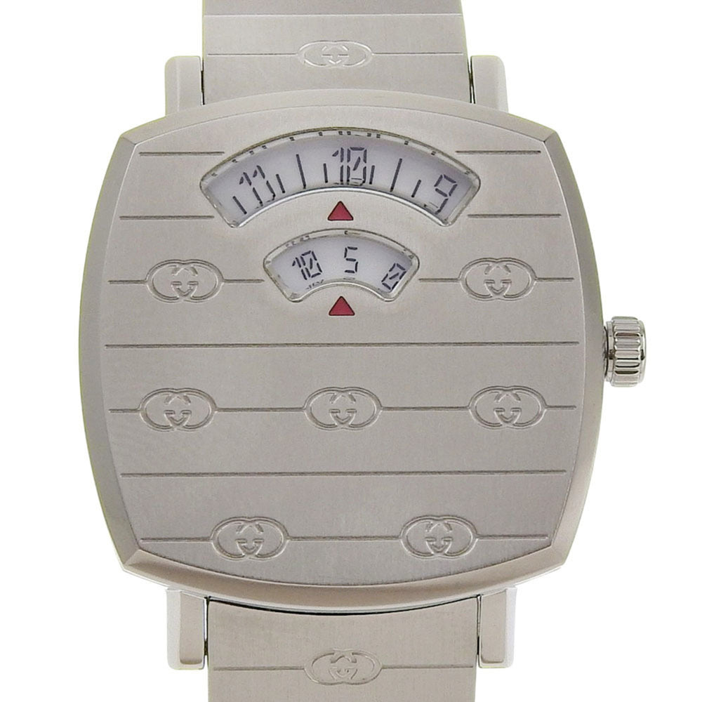 Gucci Grip Watch, Interlocking G, 157.5mm, Stainless Steel, Quartz Movement, Analog Display, White Dial, Women's — Very Good