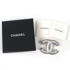 CHANEL B25C Coco Mark CC Logo Brooch, Silver, with Box, Made in Italy, Women's, Very Popular, Highly Recommended ◎ — Like New