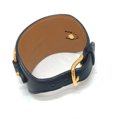 HERMES Horsebit Bangle Bracelet in Swift Leather, Black, Like New, Women's — Like New