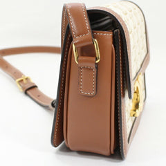Celine Shoulder Bag Teen Triomphe White 188882BZ4.01BC CELINE Calf Leather Women's — Like New