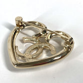 CHANEL P23C CC Coco Mark Heart Rhinestone Brooch Metal Women's Gold G-240725-34 — New - Store Return