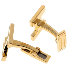 Hermes cufflinks, H O Carre, H077189FA00, metal, gold — Like New