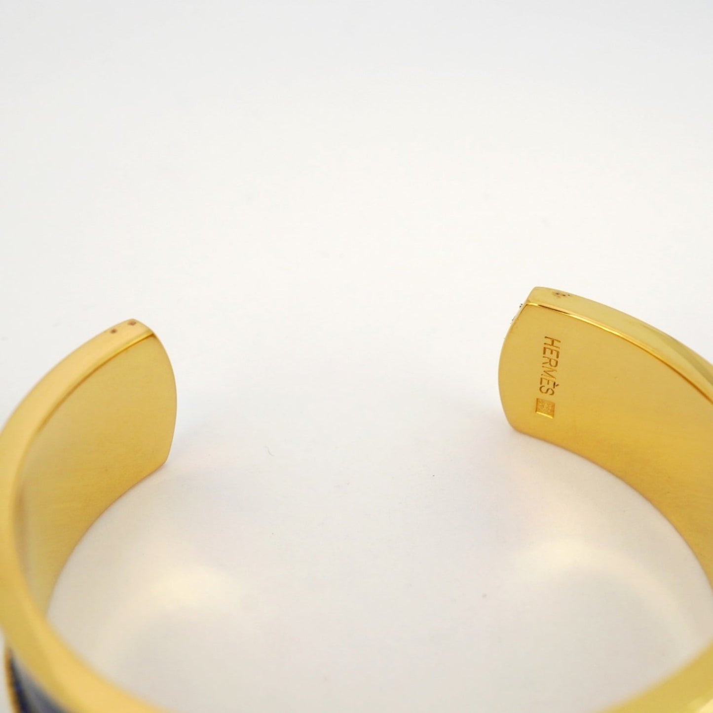 Hermes Kelly Bangle, GP Plated Leather, Gold, Blue, Women's