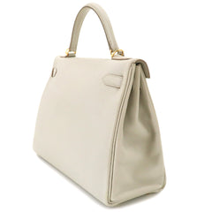 Hermes Kelly 32 Evercolor Beton 2-way Hand/Shoulder Handbag, Inside Stitching, A Stamp, Gold Hardware — Like New