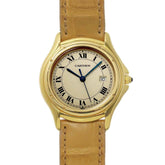 Cartier Santos Cougar LM W3500453 Boys' Watch, Date, Ivory, 18K Yellow Gold, Quartz Watch — Very Good