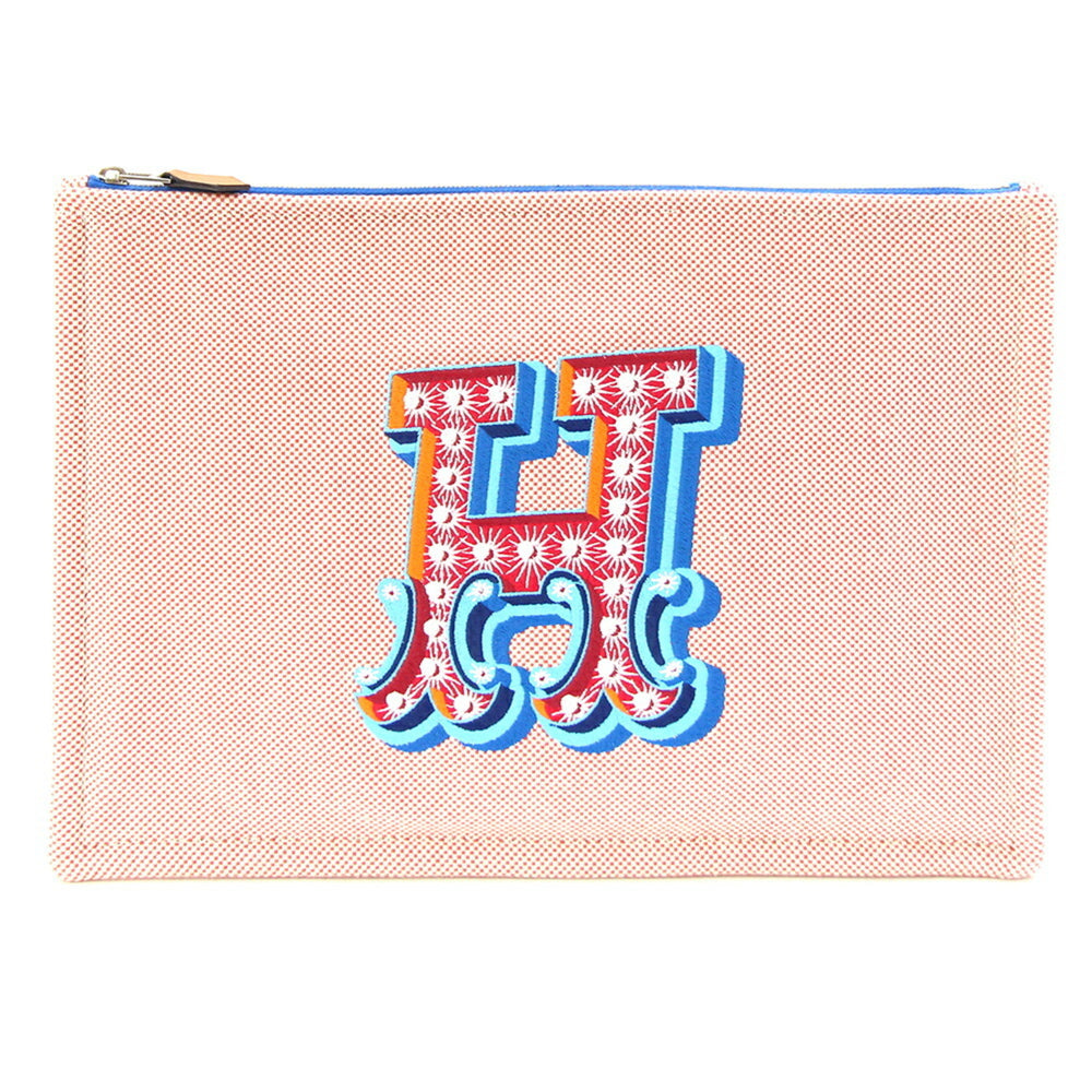 Hermès Yachting GM Pouch, Orange and Multicolor, 100% Cotton, Flat Clutch Bag, Travel Women's, HERMES — Like New
