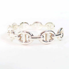 HERMES Chaine d'Ancre Enchainée Bangle Bracelet, AG925 Silver, Made in Italy, 2024 Model, Women's — Like New