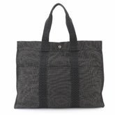 Hermes Herline Tote GM handbag, gray canvas, silver hardware — New - Store Return