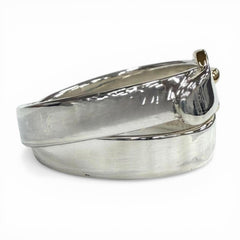 HERMES Double True Ring, 925/18K Combination, Belt Design, Silver/Gold, Size 50, Weight 4.7g, Women's — Like New