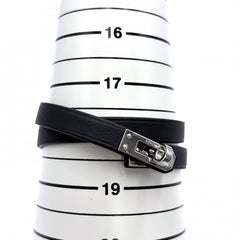 Hermes Double Tour Kelly Bracelet for Women, Leather, K Stamp, Black/Brown, Silver Hardware, 2025 Model — Like New