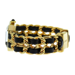 CHANEL Premiere S Watch H0001, Gold-Plated Leather Quartz Movement, Analog Display, Black Dial, Women's — Very Good