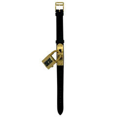 HERMES Vintage Kelly Watch, Leather, Genuine GP Finish, Wristwatch, Black & Gold, 82135 — Good