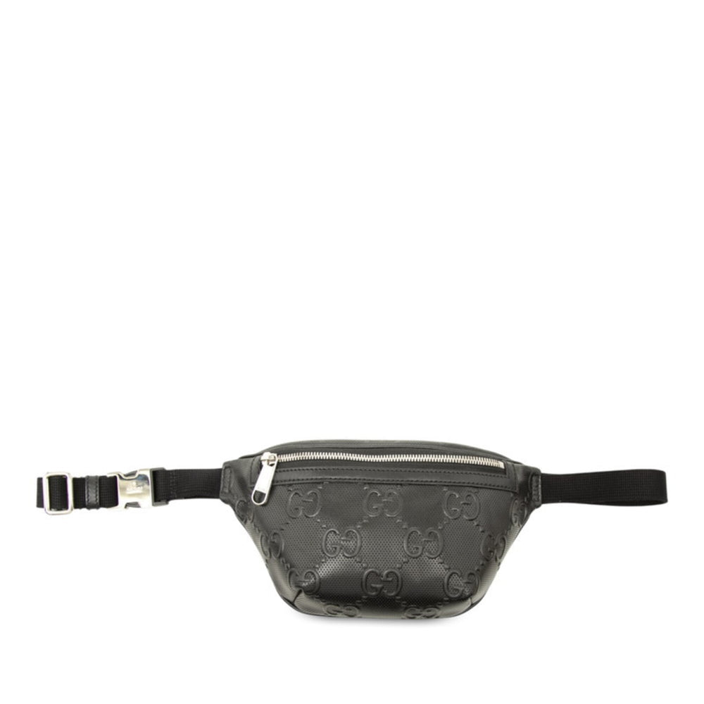Gucci GG Embossed Waist Bag, Body Crossbody 658582, Black Leather, Women's, GUCCI — Like New