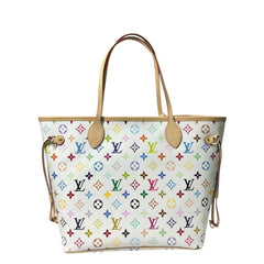 LOUIS VUITTON M27787 LV × TM Takashi Murakami Collaboration Neverfull MM Handbag with Pouch, Tote Bag, Monogram Multicolor Canvas, Women's, Blanc White — New