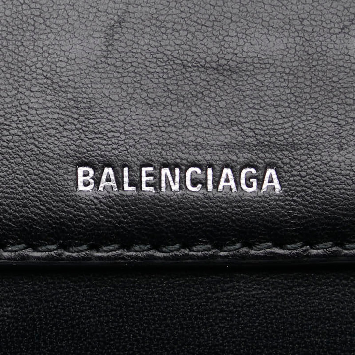 Balenciaga B Logo Trifold Shoulder Wallet 580037 Black Leather Men's BALENCIAGA