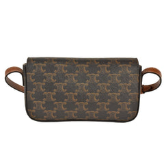 CELINE Triomphe shoulder bag coated canvas leather black — Like New