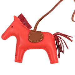 HERMES Rodeo MM Leather Accessory Bag Charm, Agneau Milo Pink Red, Women's — Like New