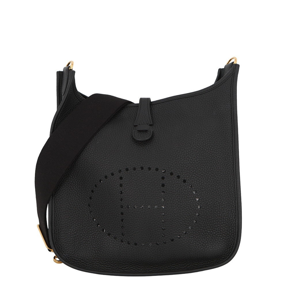 Hermes Evelyne 3 PM Shoulder Bag, Black, Taurillon Clemence Leather, W Stamp, HERMES, Evelyne, Handbag, Women's, HERMES — Like New