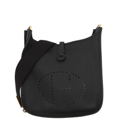 Hermes Evelyne 3 PM Shoulder Bag, Black, Taurillon Clemence Leather, W Stamp, HERMES, Evelyne, Handbag, Women's, HERMES — Like New