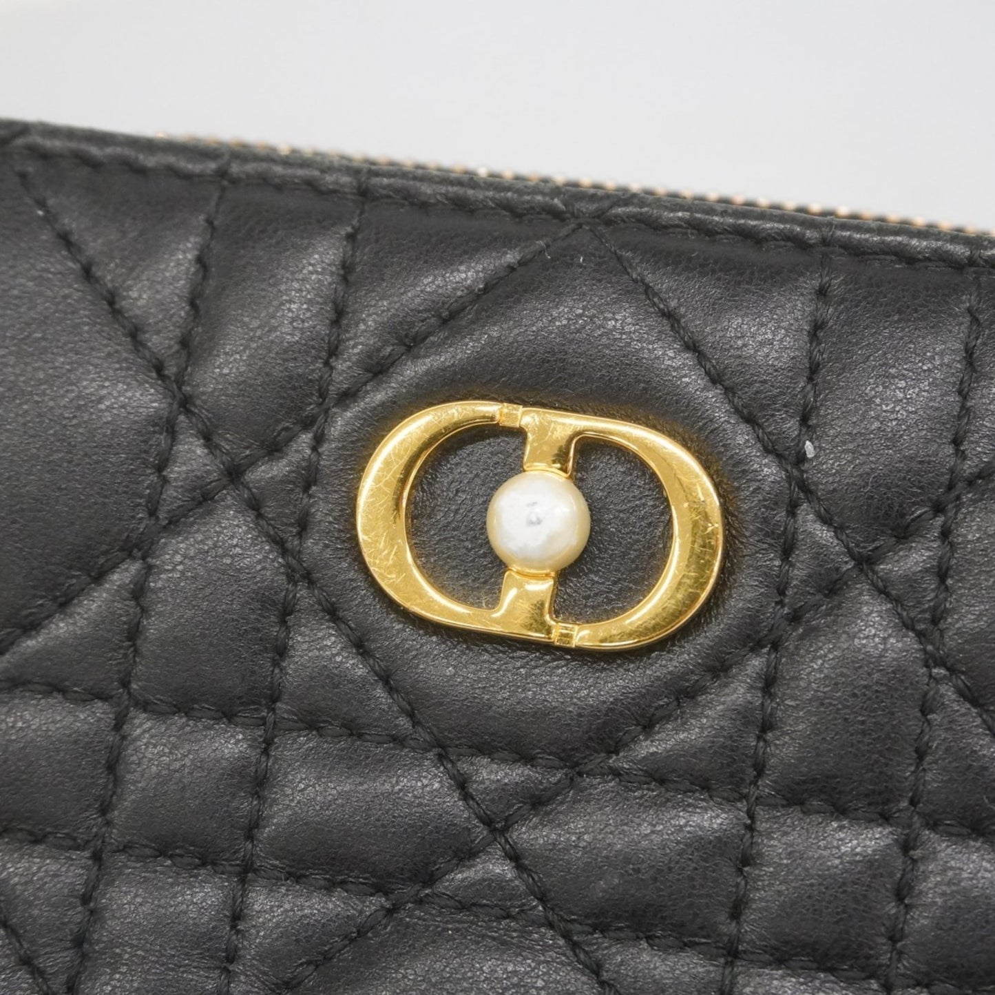 Christian Dior Cannage Leather Wallet, Black, Women's