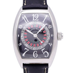Franck Muller Vegas Roulette Big Face 8880VEGAS Automatic Watch SS/Embossed Leather Black Dial 0760FRANCK MULLER Men's — Very Good