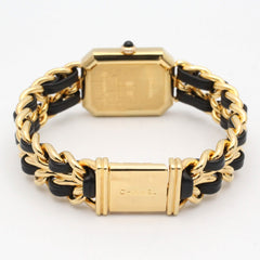 Chanel CHANEL Première M Wristwatch, Gold Plated (GP), Leather Strap, Women's, Black, H0001 — Very Good
