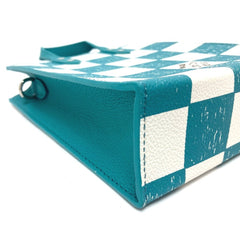 LOUIS VUITTON N60495 Damier Checkerboard Sac Plat XS Shoulder Bag Leather Women's Turquoise Blue E-220413-6 — New - Store Return